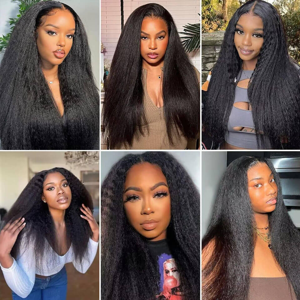 Kinky Straight V Part Wigs Glueless Human Hair Wigs No Sew In No Glue NO Leave Out V Part Wig