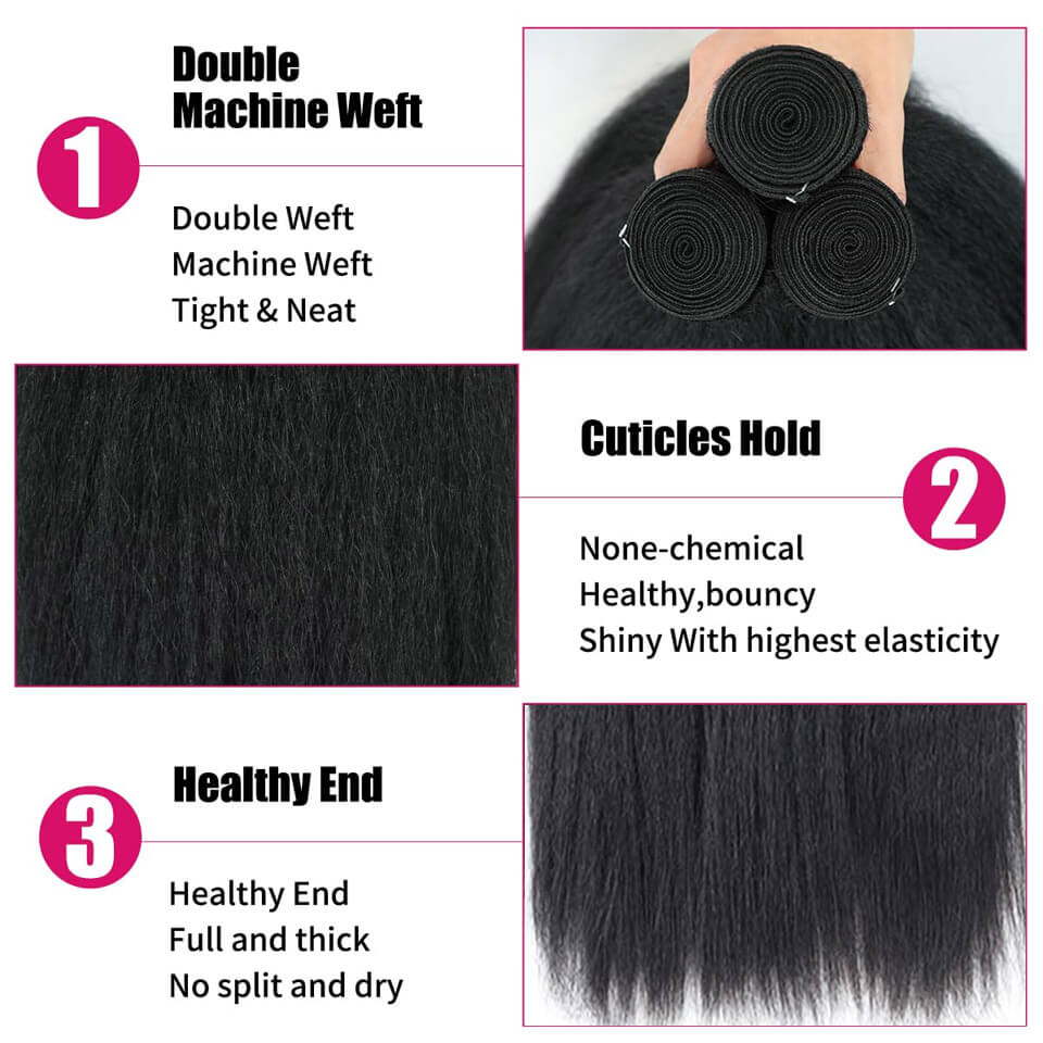 Brazilian Kinky Straight Human Virgin Hair Weave Extenstion 3Bundles Deals