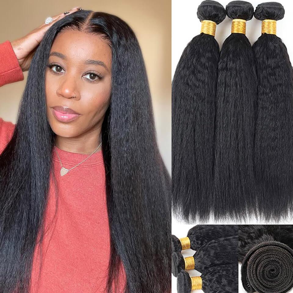 Afro Kinky Straight Brazilian Human Virgin Hair Weave 4 Bundles