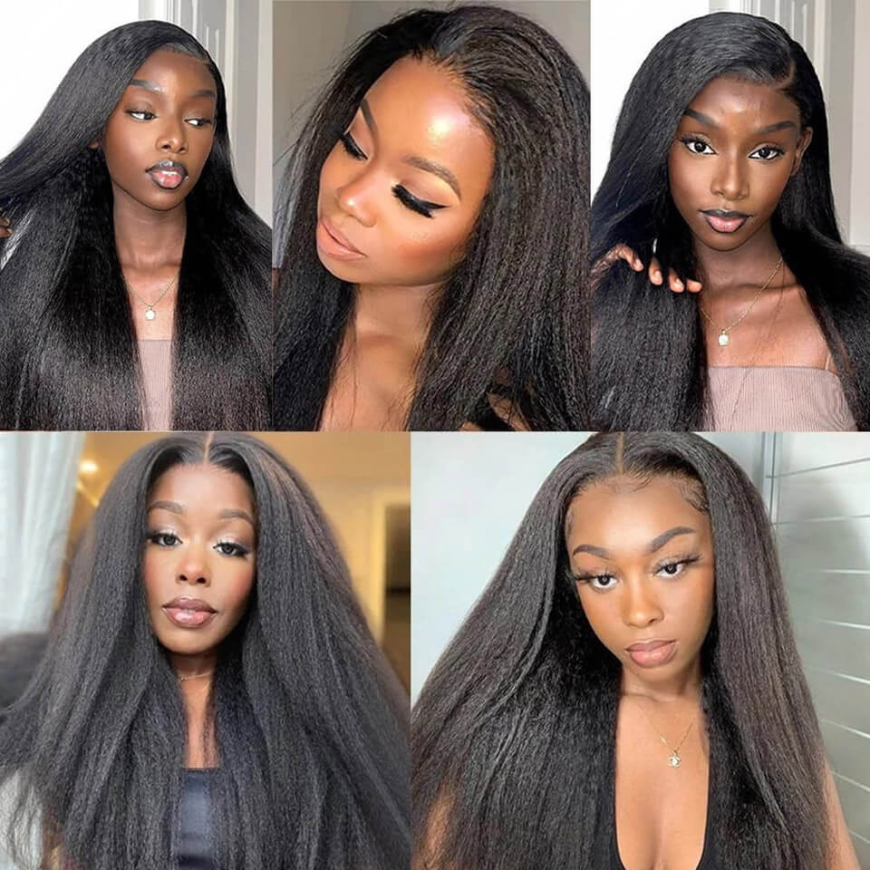 Afro kinky straight human hair bundles and 4x4 lace closure