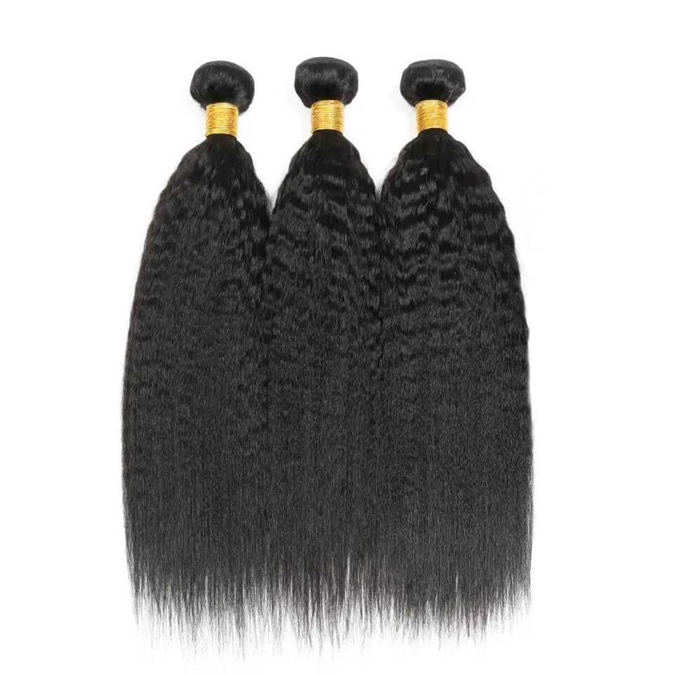 Brazilian Kinky Straight Human Virgin Hair Weave Extenstion 3Bundles Deals