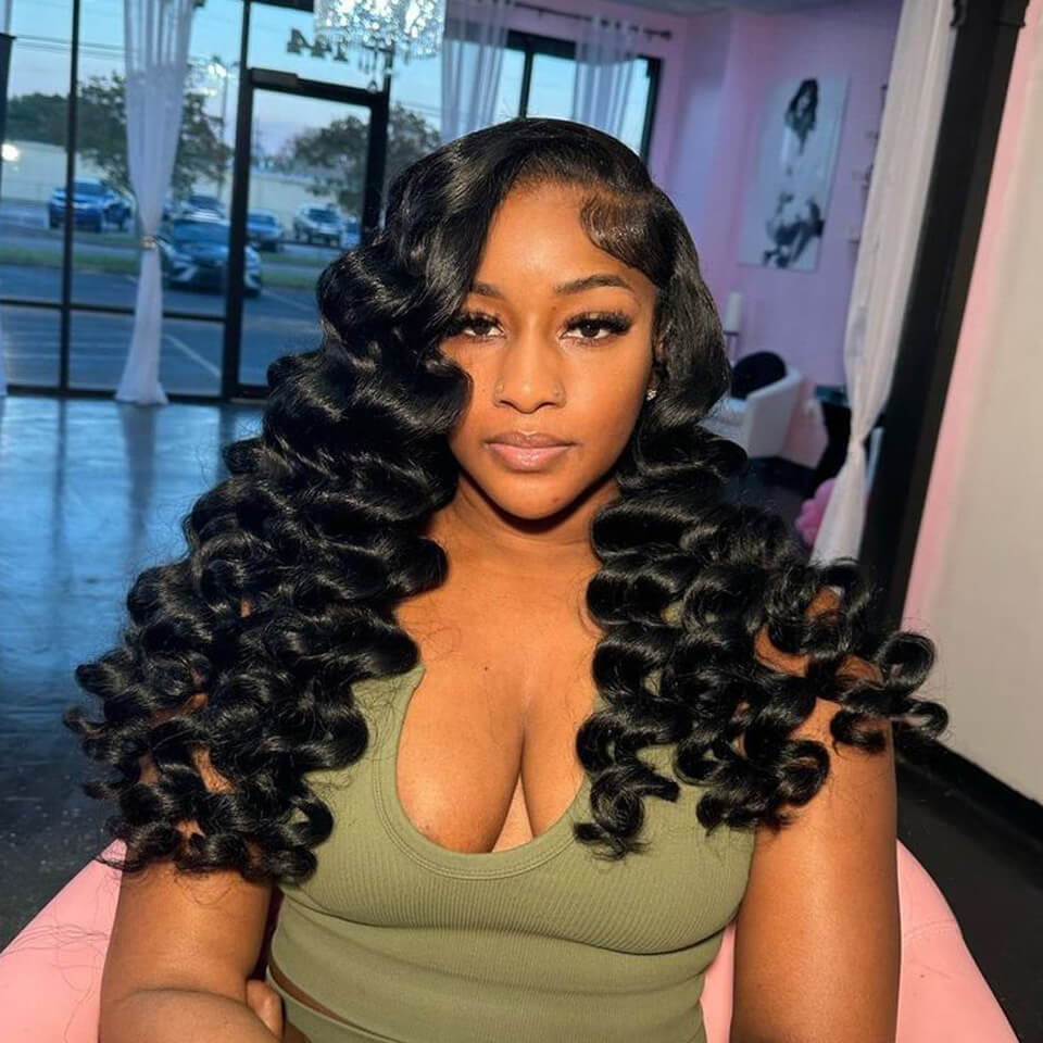 Natural Loose Deep Wave 13x4 Lace Front Wig Human Hair Pre Plucked With Baby Hair