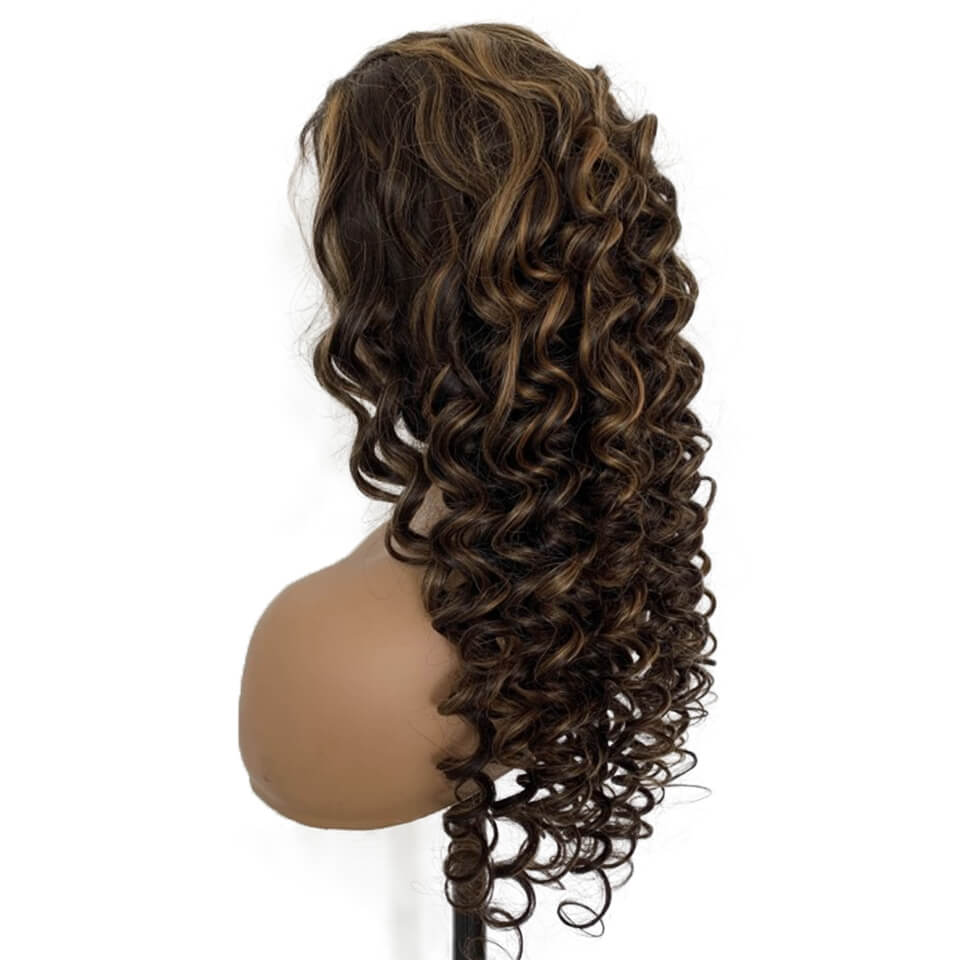 Blond Highlight  Bouncy Curly Lace Front Wigs Pre Plucked HD Wig 13*4 5*5 4*4 Invisible Wavy Lace Wigs