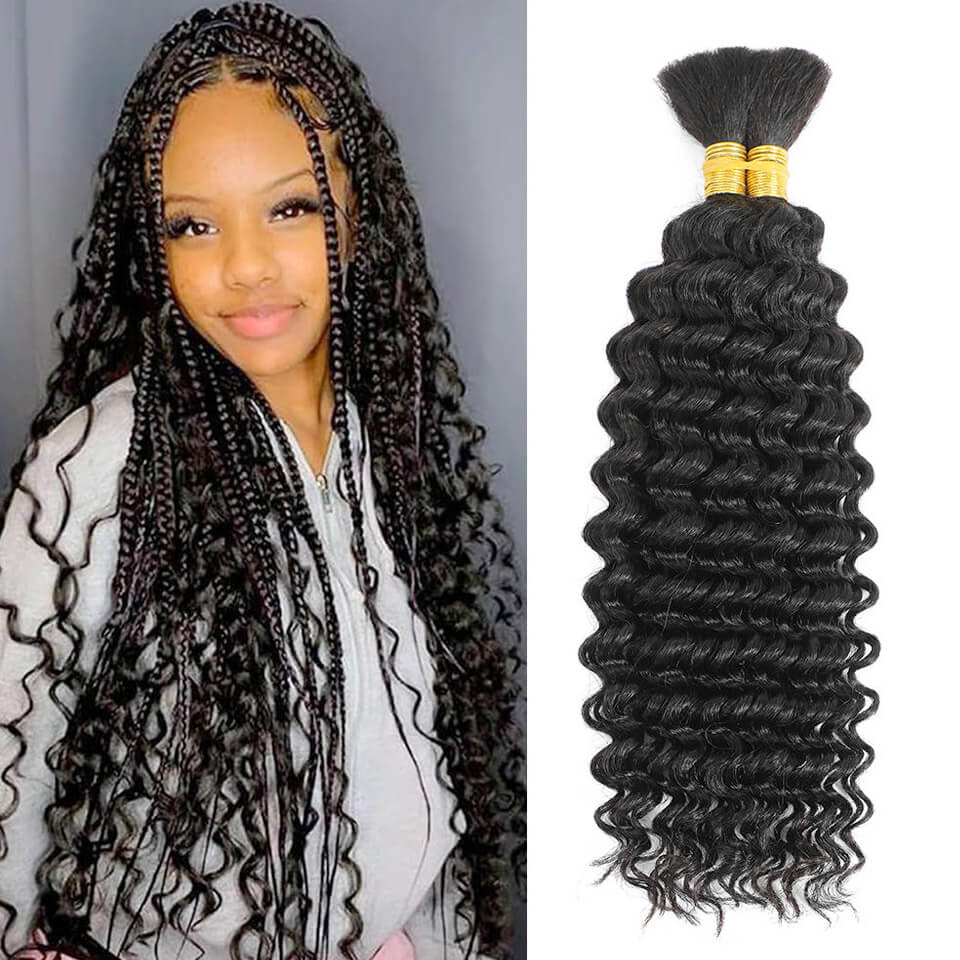 Human Hair Bulk for Braiding Deep Wave Virgin Human Hair 100g per Pc