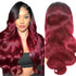 Ombre Black 99J Style Body Wave Lace Wig Human Hair Pre Plucked 13x4 4x4 5x5 Lace Front Wigs Black Roots