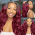 Ombre Black 99J Style Body Wave Lace Wig Human Hair Pre Plucked 13x4 4x4 5x5 Lace Front Wigs Black Roots