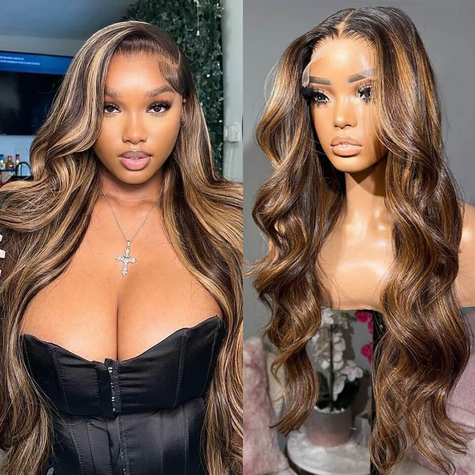 Ombre Highlight Wavy Lace Front Wigs Pre Plucked HD Human Hair 13*4 5*5 4*4 Invisible Lace Wigs