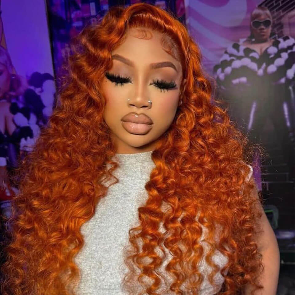 Ginger Orange Hair 13x4 Lace Front Wigs Straight Colored Human Hair Wigs For Black Women