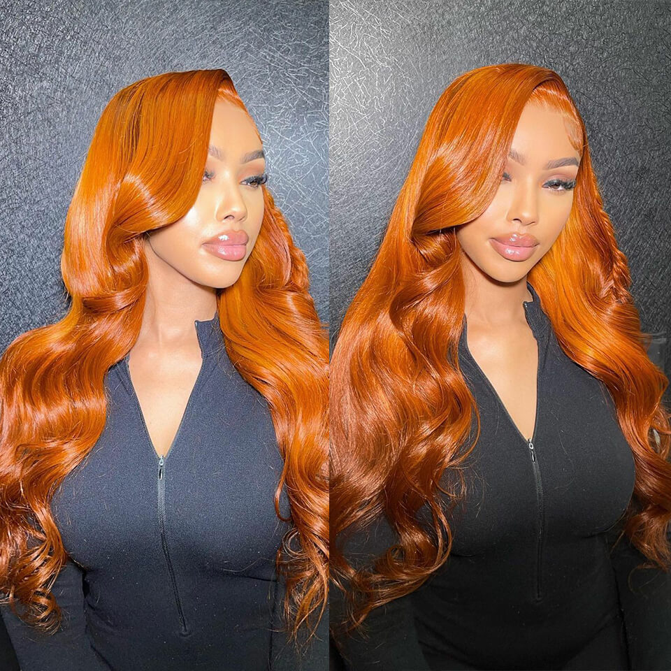 Orange Lace Wig Body Wave 5x5 Glueless Lace Wig Pre Cut Pre Plucked Closure Wigs