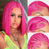 Pink Color 13x4 Lace Front Bob Wigs Human Hair Straight colored wig