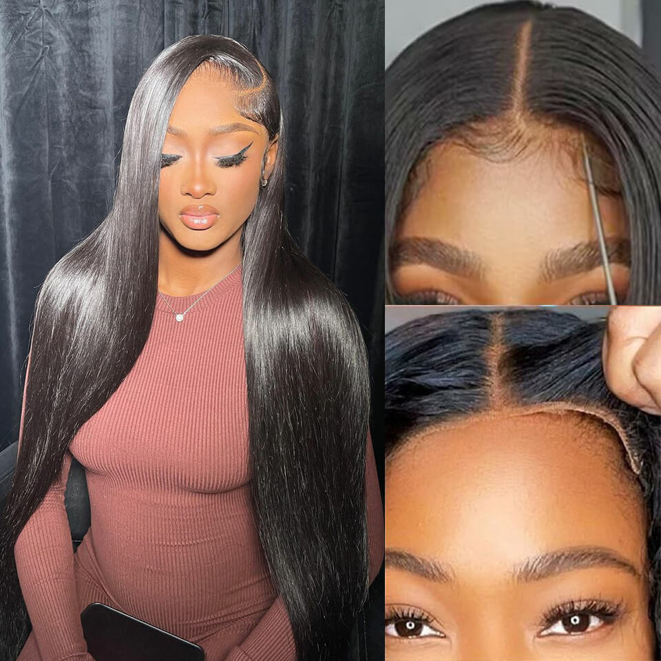 Parting Max 9x6 Glueless Wig Straight Human Hair HD Lace Closure Wig Pre Cut Pre Pluck Ready to Go