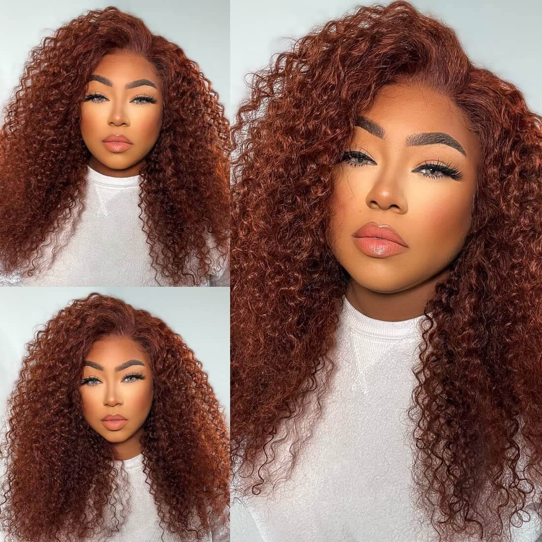 Reddish Brown Curly 5x5 Glueless HD Lace Wigs Pre-Cut and Pre plucked Human Hair Lace Wig