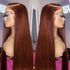 Reddish Brown Color Straight Human Hair HD lace Front Wigs