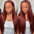 Reddish Brown Color Straight Human Hair HD lace Front Wigs