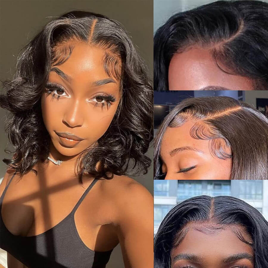Flash Sale Human Hair short 13x4 lace front wigs bodyvwave straight curly style under $89