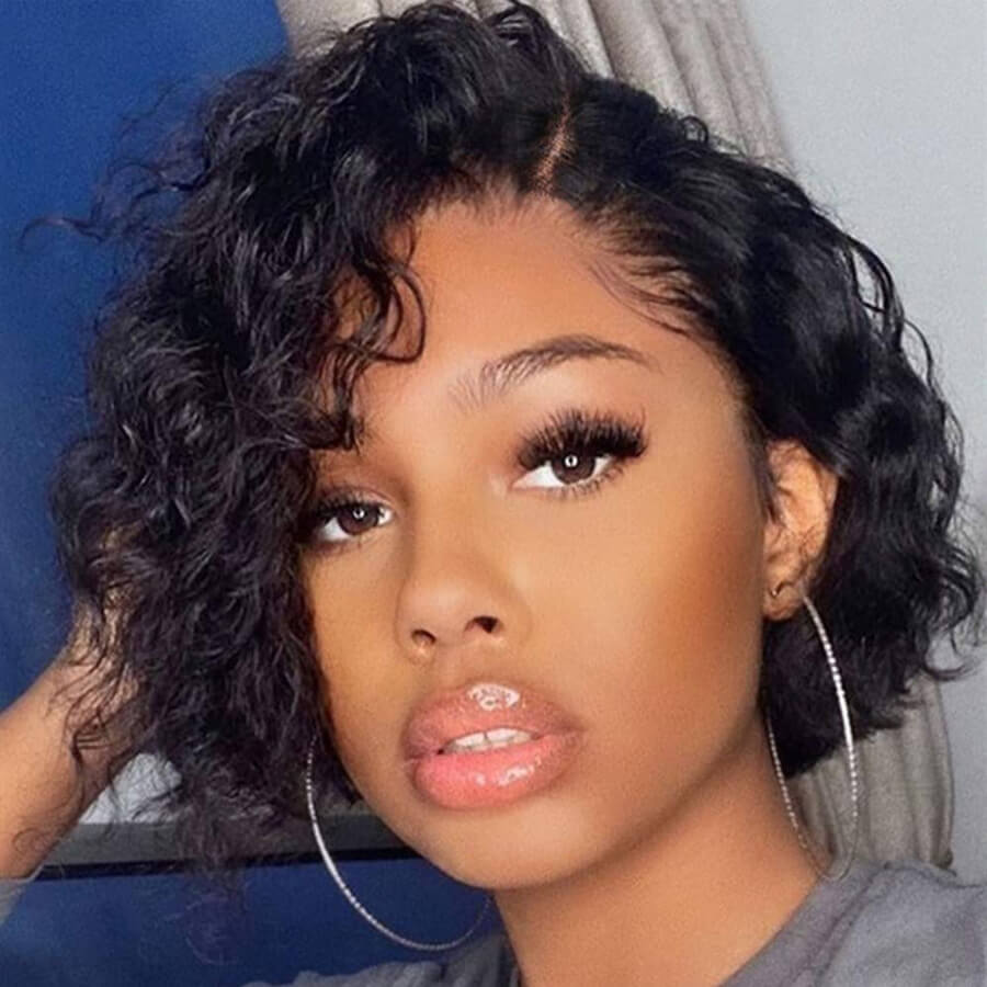 Flash Sale Human Hair short 13x4 lace front wigs bodyvwave straight curly style under $89