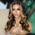 Skunk Stripe Lace Frontal Wig with Honey Blonde Highlights Virgin Human Hair Wigs