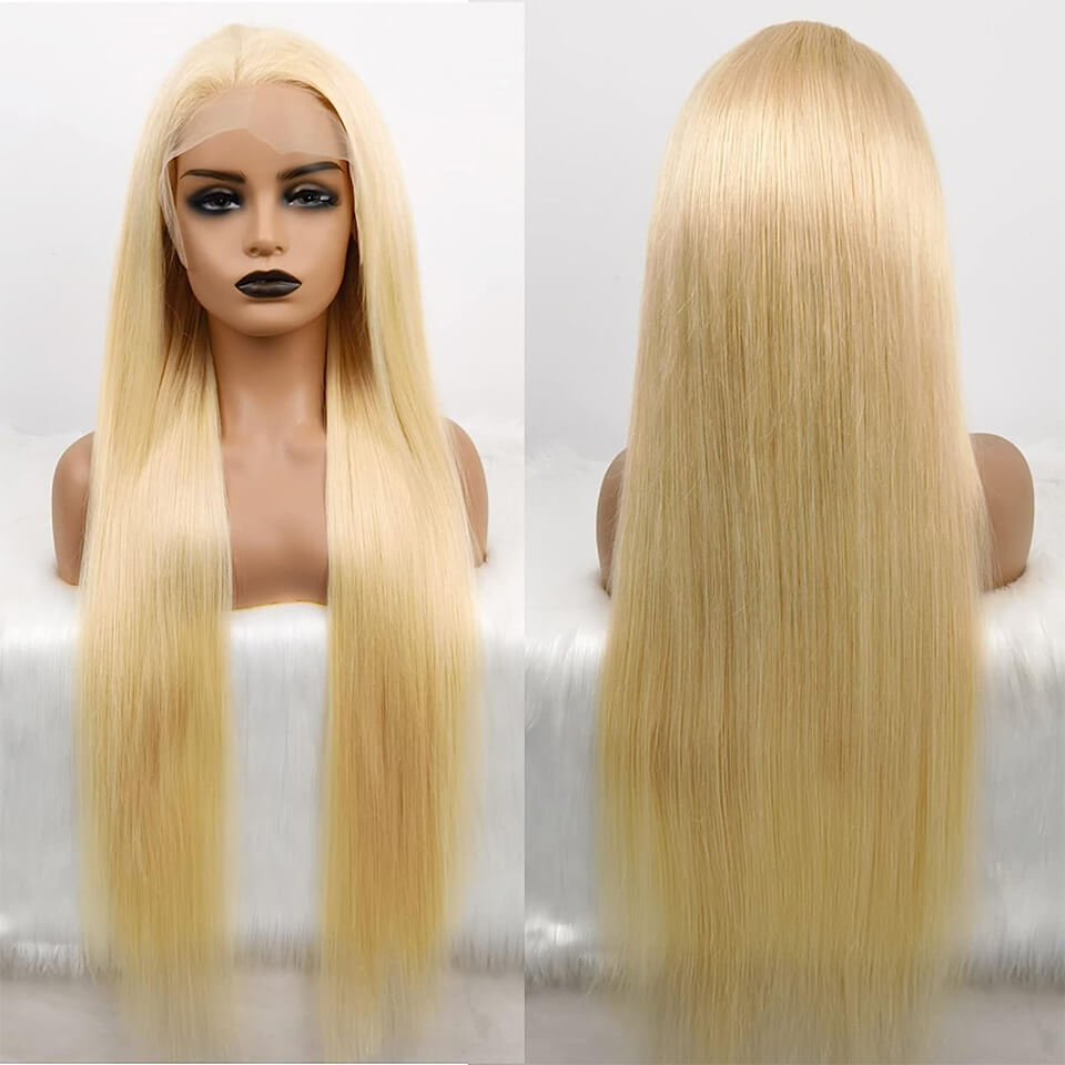 Blonde #613 Straight 13x6 Lace Frontal Wigs Human Hair Pre-Plucked With Baby Hair