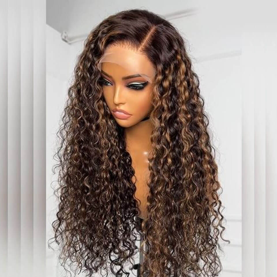 Ombre Highlight Deep Curly Lace Front Wigs Pre Plucked HD Wig 13*4 5*5 4*4 Invisible Curly Lace Wigs