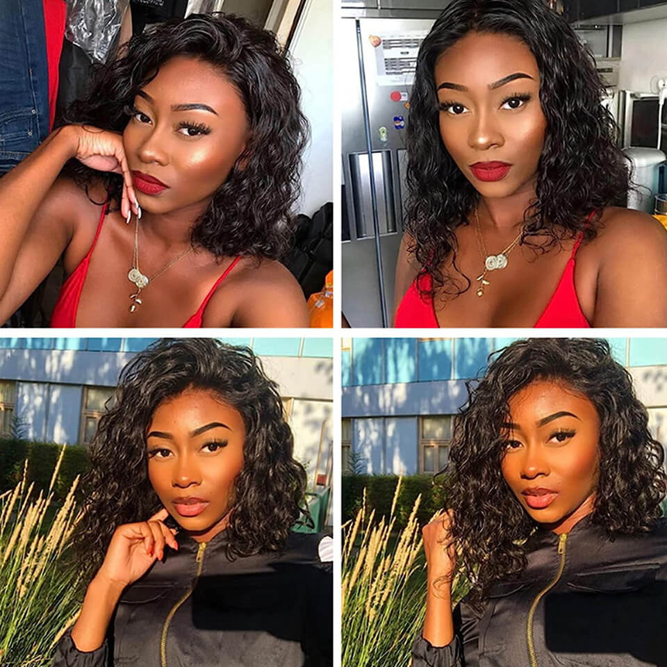 Wear Go Glueless Bob Lace Wig Water Wave 4x4 5x5 Pre Cut Human Hair HD Lace Wig