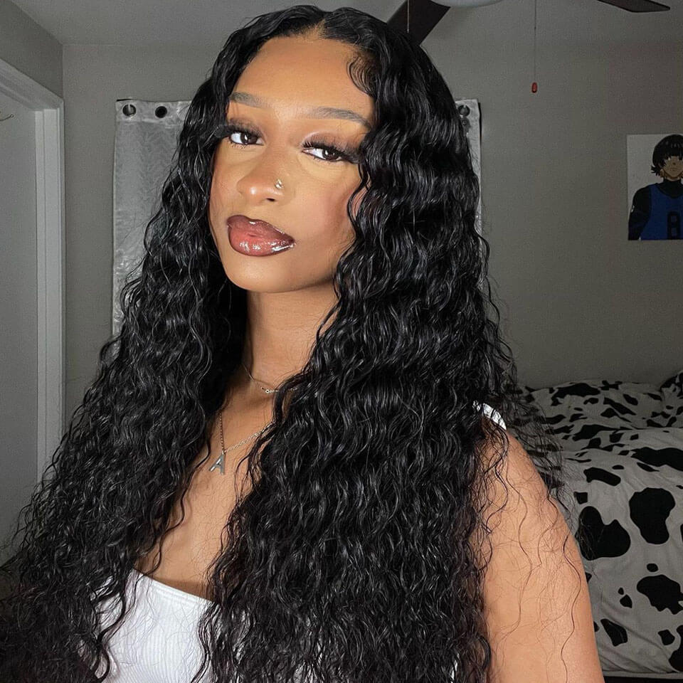 Water Wave HD Lace Front Wig Human Hair Wet and Wavy Natural High Density 13x4 Lace Front Wigs