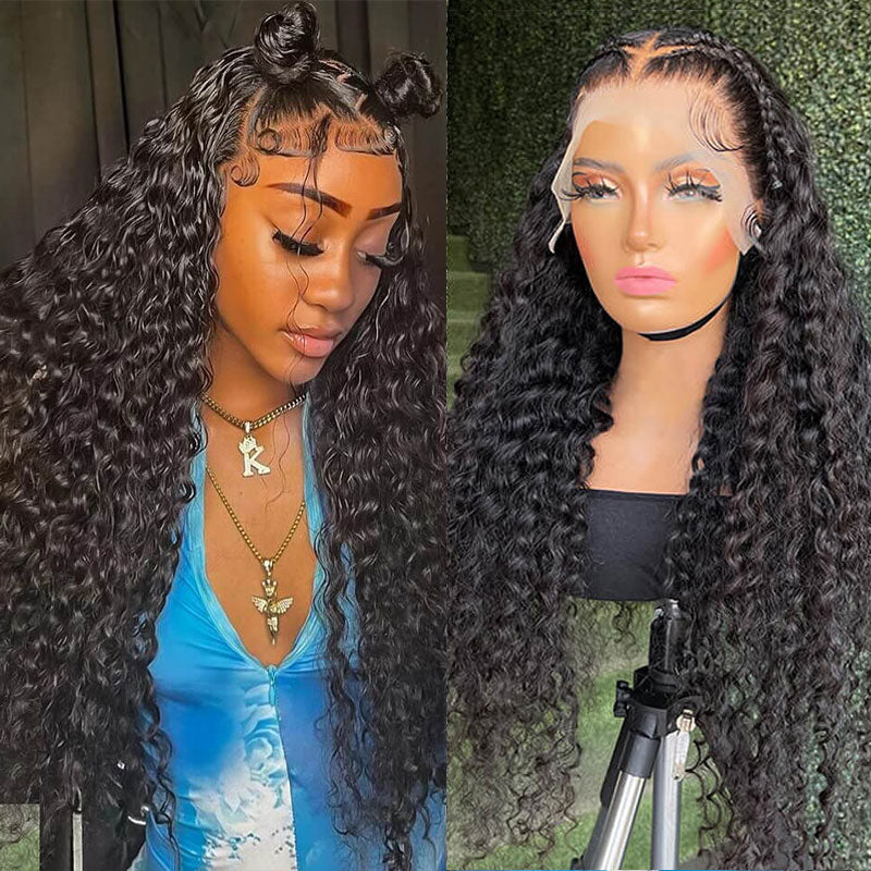 Water Wave HD Lace Front Wig Human Hair Wet and Wavy Natural High Density 13x4 Lace Front Wigs
