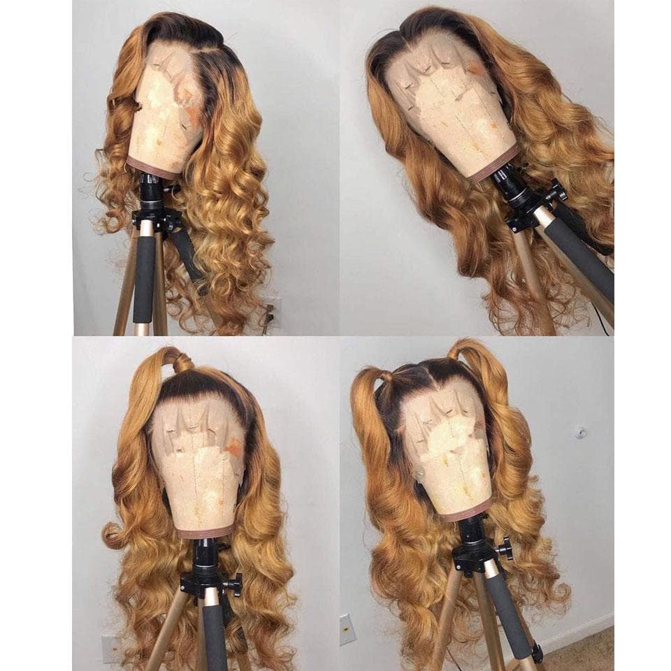 1B/27 Ombre Honey Blonde 13x4 HD Lace Front Wigs For Women 180%-250% Density