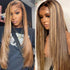 Highlight Wigs Real Human Hair Wigs Straight Ombre 13*4 Lace Front Wig