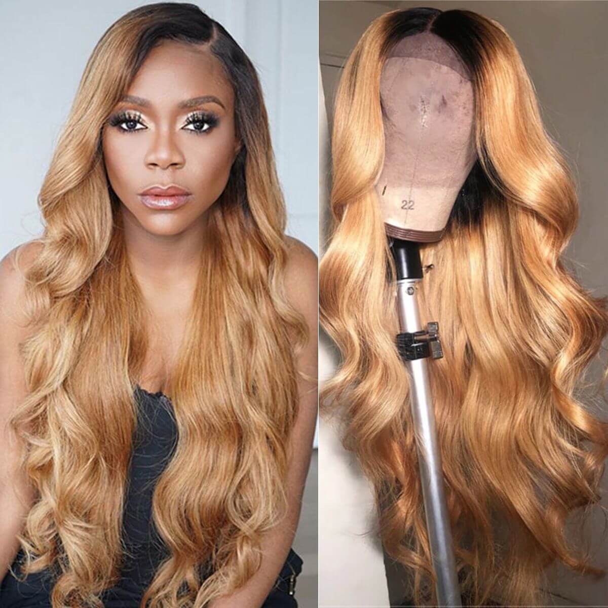 1B/27 Ombre Honey Blonde 13x4 HD Lace Front Wigs For Women 180%-250% Density