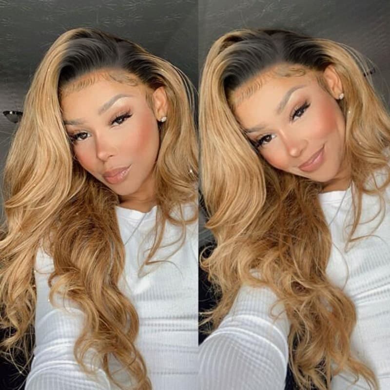 1B/27 Ombre Honey Blonde 13x4 HD Lace Front Wigs For Women 180%-250% Density