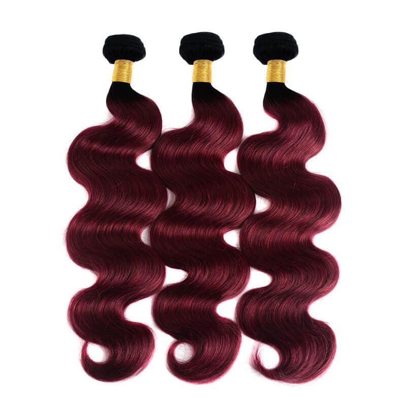 WorldNewHair Burgundy Human Hair Weave 1B/99J Body Wave Hair Bundles 3 Bundle Deals