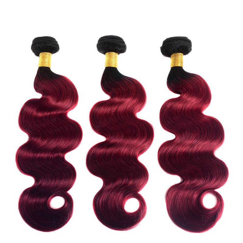 WorldNewHair Burgundy Human Hair Weave 1B/99J Body Wave Hair Bundles 3 Bundle Deals
