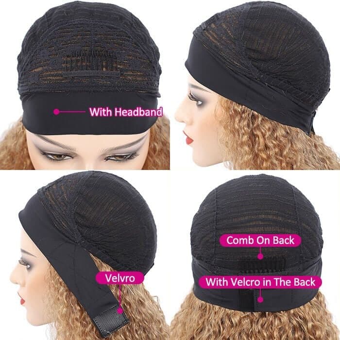 #27 Colored Headband Wig Deep Wave Human Hair Half Wigs with Various Headbands