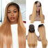1B/27 Honey Blonde Colored U Part Wigs Straight Human Hair Wig 150% Density