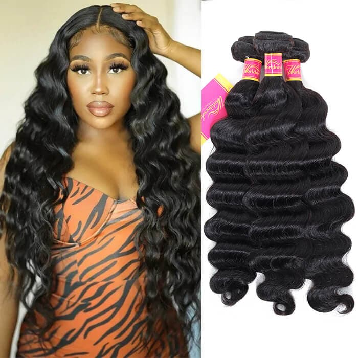 WorldNewHair Brazilian Virgin Hair Weave 3 Bundles Remy Loose Deep Wave Human Hair Weft For Sale