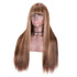 Honey Blonde Hightlight Wigs Straight Ombre Colored Human Hair Wig With Bangs