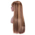 Honey Blonde Hightlight Wigs Straight Ombre Colored Human Hair Wig With Bangs