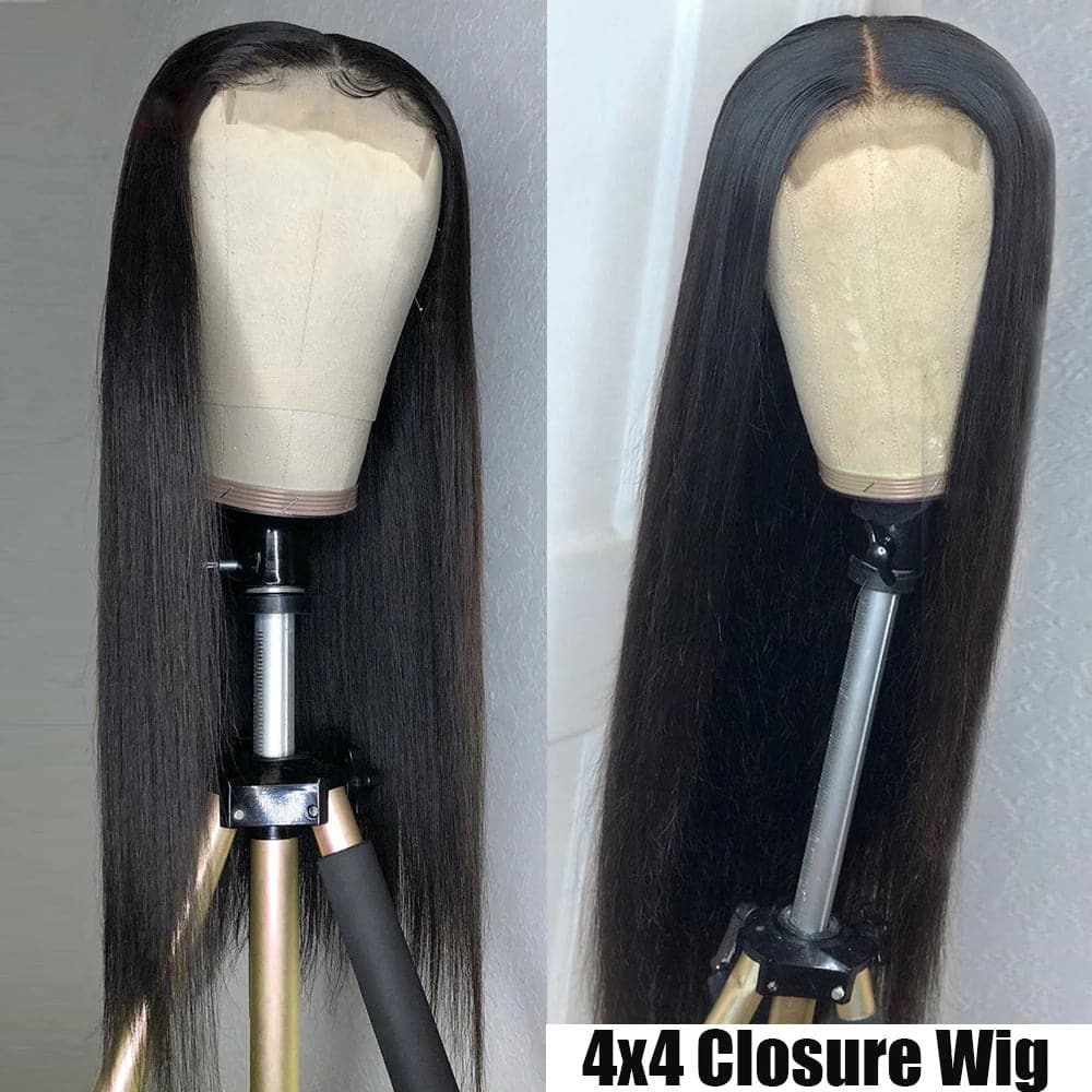 HD Lace 4x4 Lace Closure Wigs Straight Human Hair Wigs With Baby Hair