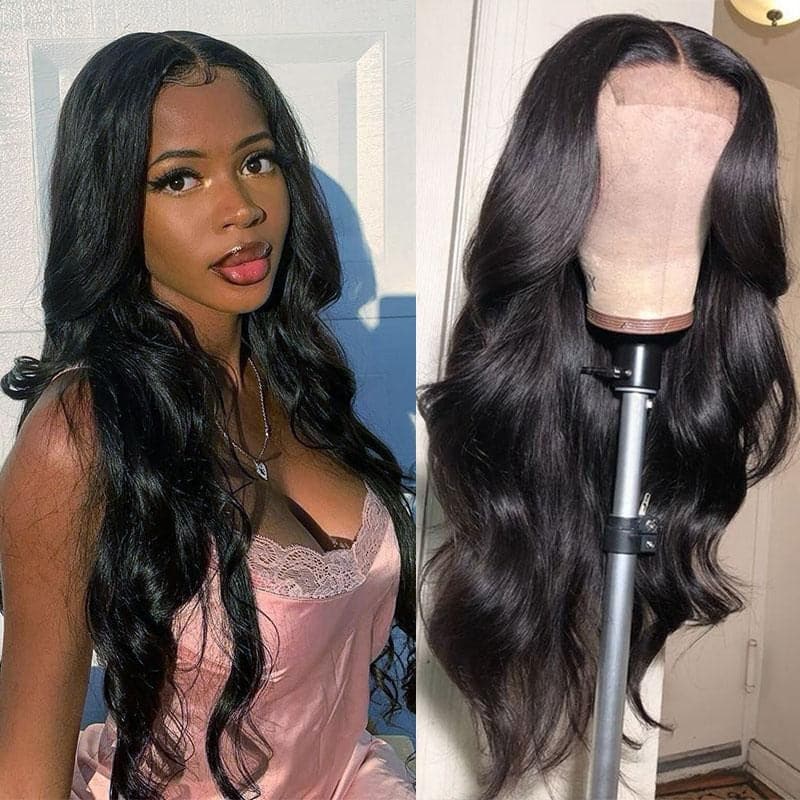 Body Wave Human Hair 4x4 Lace Wig Pre Plucked  With Baby Hair On Sale