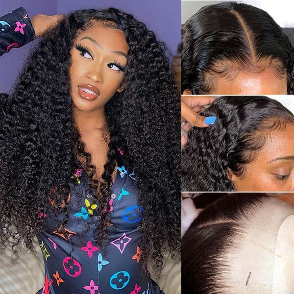 Kinky Curly 5x5 HD Transparent Lace Closure Wig Pre Plucked Natural Hairline Human Hair Wig