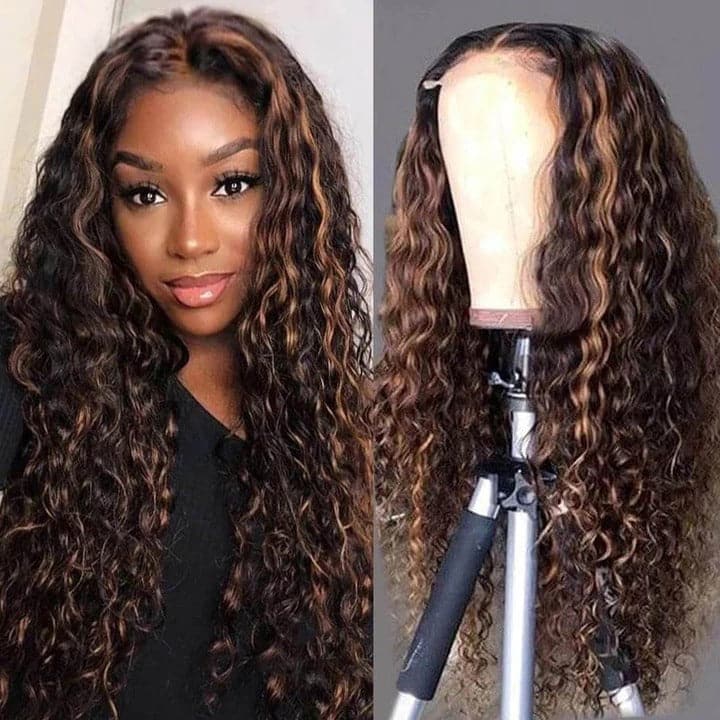 P4/30 Ombre Color Curly 13x4 Transparent Lace Front Wig Pre-plucked Human Hair Wigs