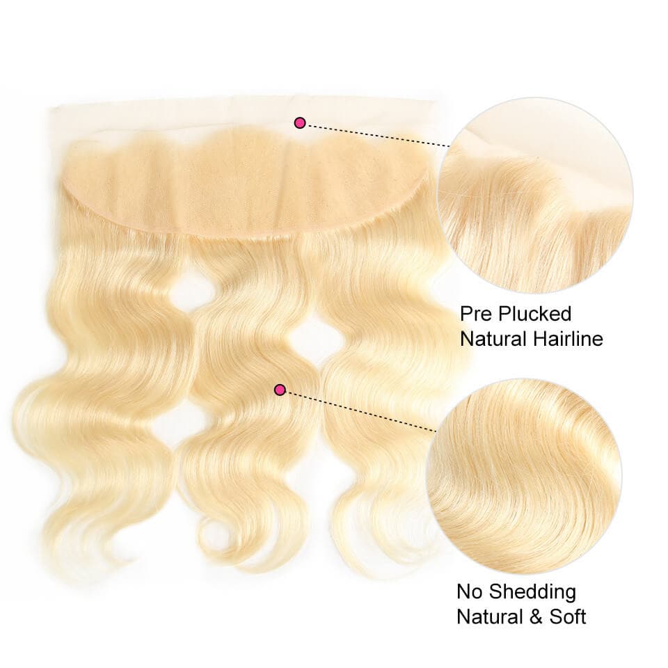 Brazilian Virgin Hair Pure 613 Blonde Color Body Wave 13x4 Lace Frontal