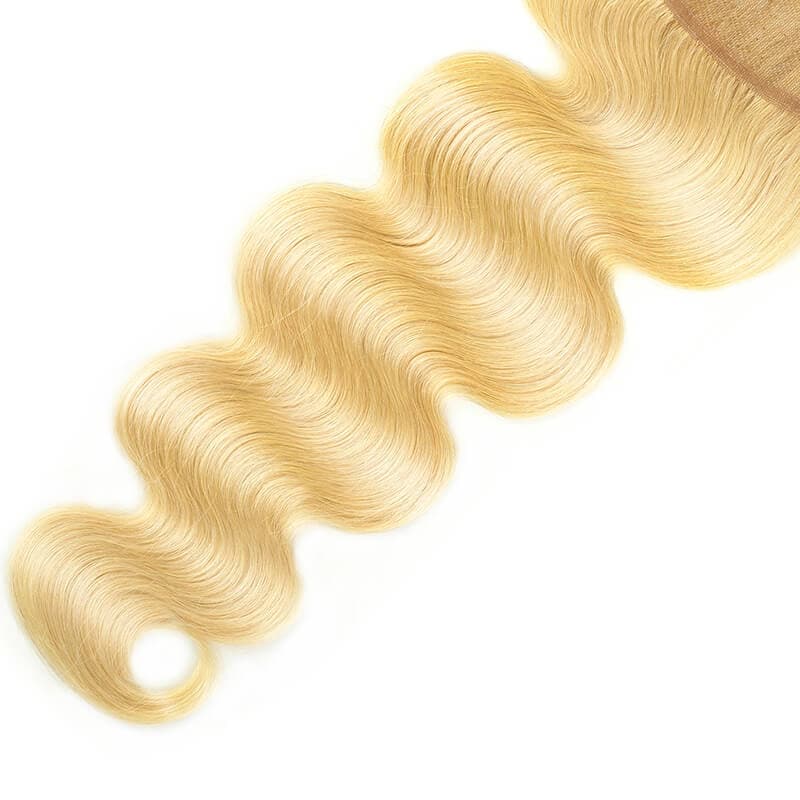 613 Blonde Human Hair Body Wave Blonde Hair 4X4 Lace Closure