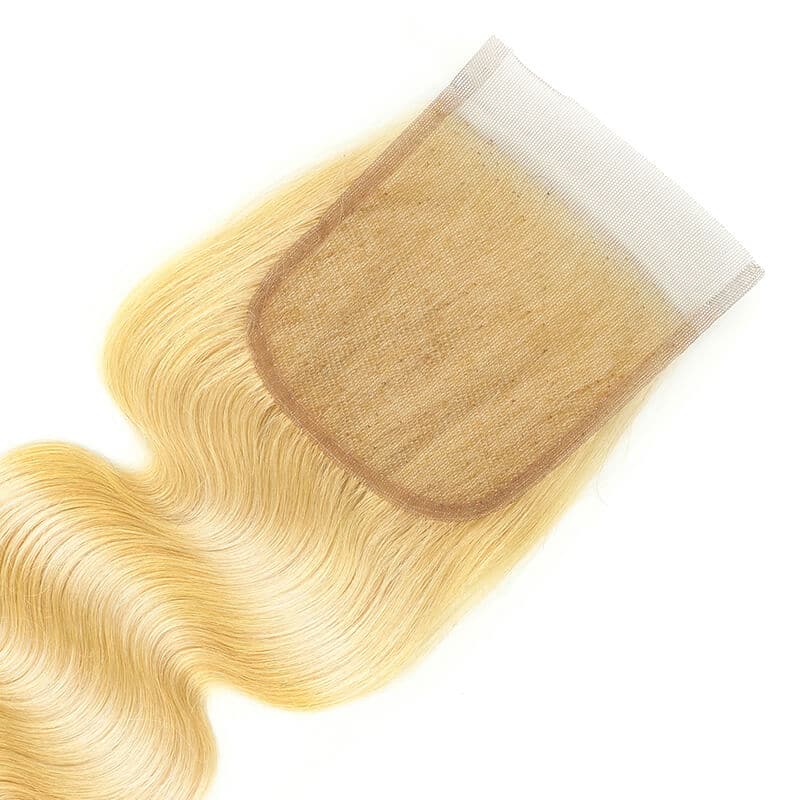 613 Blonde Human Hair Body Wave Blonde Hair 4X4 Lace Closure