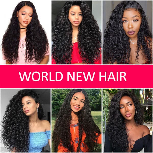 Water Wave Human Virgin Hair 4 Bundles With Lace Frontal Closure