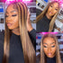 Highlight Wigs Real Human Hair Wigs Straight Ombre 13*4 Lace Front Wig