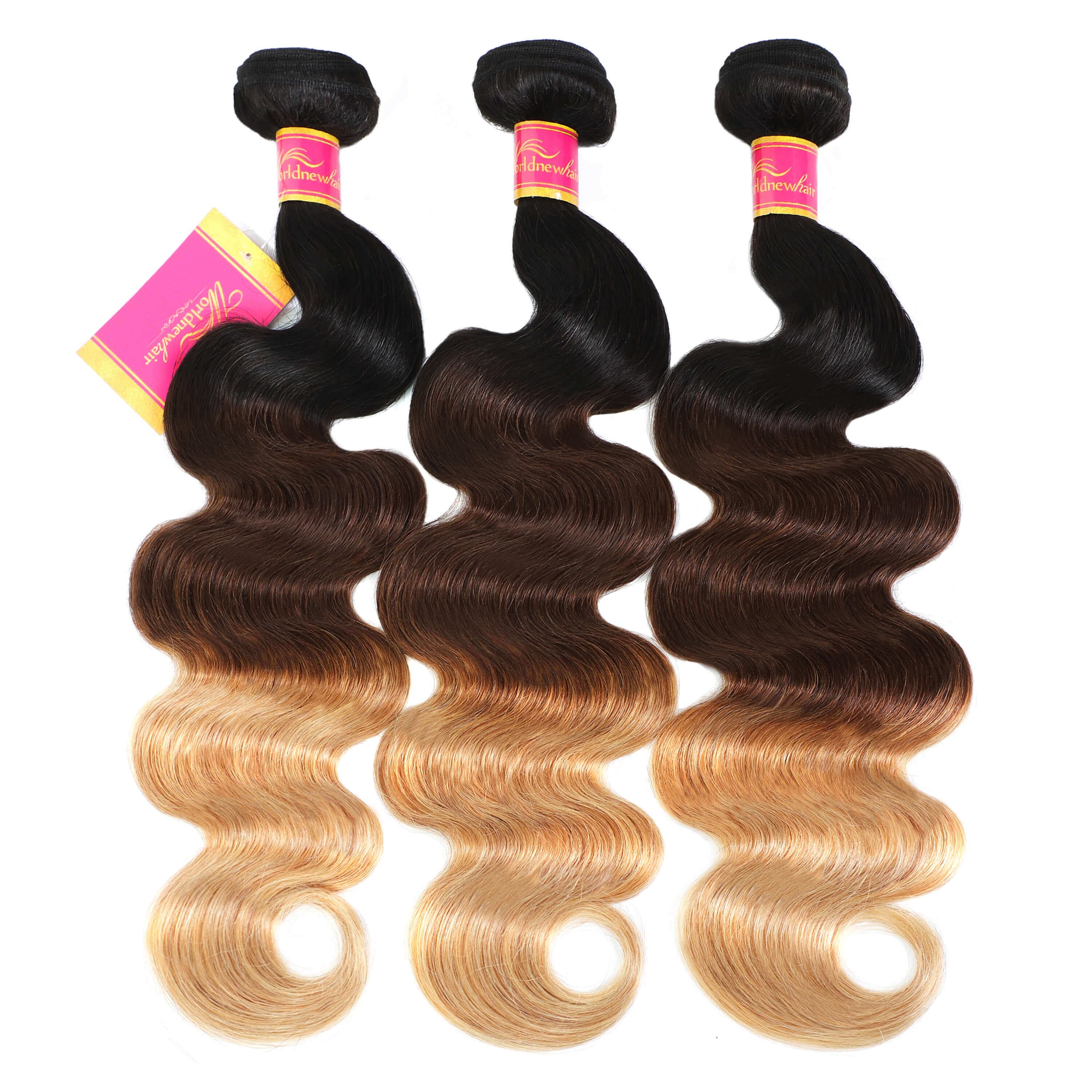 Body Wave Human Hair 3 Bundles Ombre Color Brazilian Remy Virgin Hair Weave