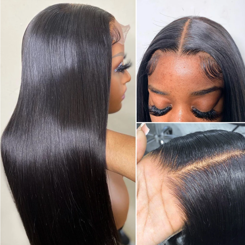 HD Lace 4x4 Lace Closure Wigs Straight Human Hair Wigs With Baby Hair