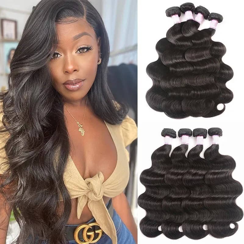 Brazilian Body Wave Human Hair 4 Bundles Virgin Remy Hair Extension For Sale