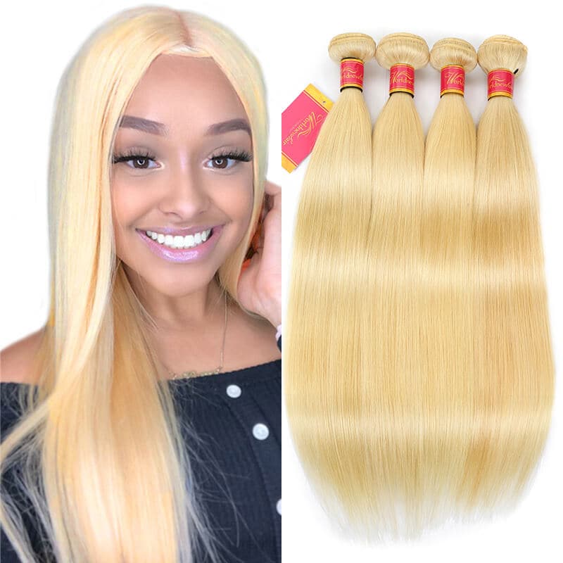 613 Blonde Hair 4pcs/lot Brazilian Straight Virgin Human Hair Weave